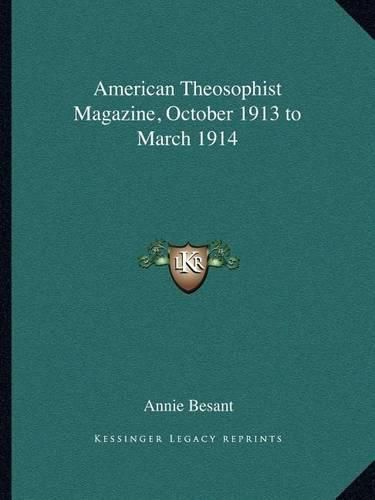 Cover image for American Theosophist Magazine, October 1913 to March 1914