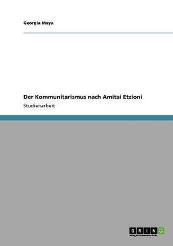 Cover image for Der Kommunitarismus nach Amitai Etzioni