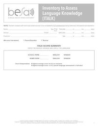 Cover image for Bilingual English-Spanish Assessment (TM) (BESA (TM)): Inventory to Assess Language Knowledge (ITLAK)