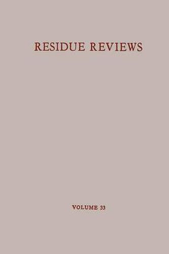 Cover image for Residue reviews/Ruckstandsberichte