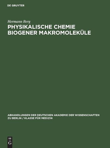 Cover image for Physikalische Chemie biogener Makromolekule