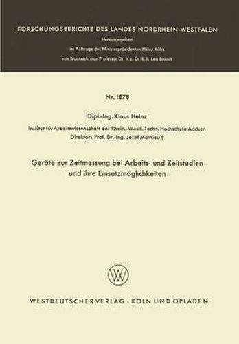 Cover image for Gerate Zur Zeitmessung Bei Arbeits- Und Zeitstudien Und Ihre Einsatzmoeglichkeiten