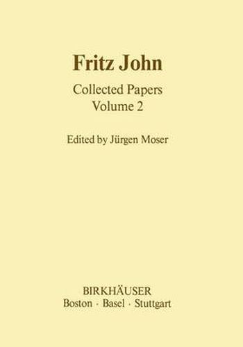 Cover image for Fritz John Collected Papers: Volume 2