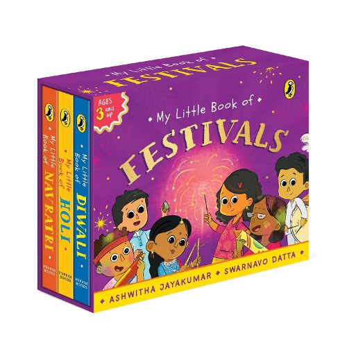 Cover image for My Little Book of Festivals (Boxset) : Illustrated board books on the Indian festivals of Diwali, Holi and Navratri | Hindu mythology for kids age 3+