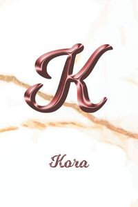 Cover image for Kora: Sketchbook - Blank Imaginative Sketch Book Paper - Letter K Rose Gold White Marble Pink Effect Cover - Teach & Practice Drawing for Experienced & Aspiring Artists & Illustrators - Creative Sketching Doodle Pad - Create, Imagine & Learn to Draw