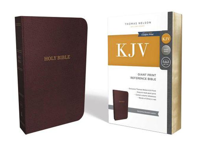 KJV Holy Bible, Giant Print Center-Column Reference Bible, Burgundy Bonded Leather, 53,000 Cross References,  Red Letter, Comfort Print: King James Version