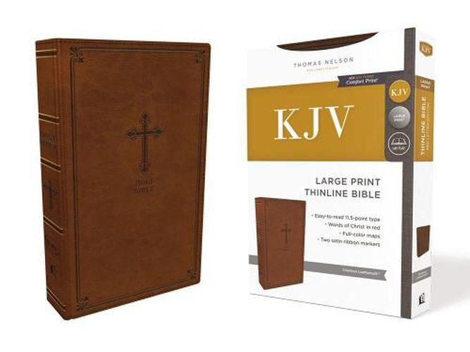 KJV, Thinline Bible, Large Print, Leathersoft, Brown, Red Letter, Comfort Print: Holy Bible, King James Version