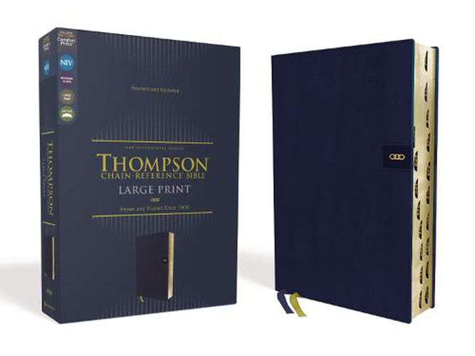 Cover image for NIV, Thompson Chain-Reference Bible, Large Print, Leathersoft, Navy, Thumb Indexed, Red Letter, Comfort Print