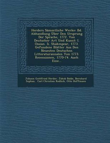 Cover image for Herders Sammtliche Werke