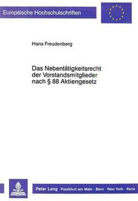 Cover image for Das Nebentaetigkeitsrecht Der Vorstandsmitglieder Nach 88 Aktiengesetz