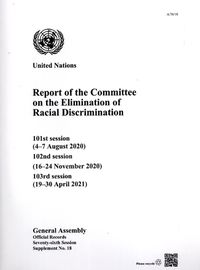 Cover image for Report of the Committee on the Elimination of Racial Discrimination