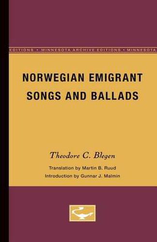 Cover image for Norwegian Emigrant Songs and Ballads