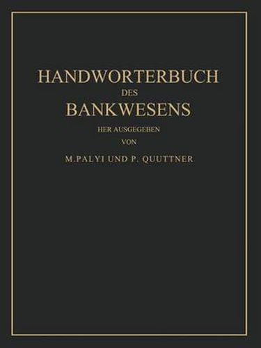 Cover image for Handwoerterbuch Des Bankwesens