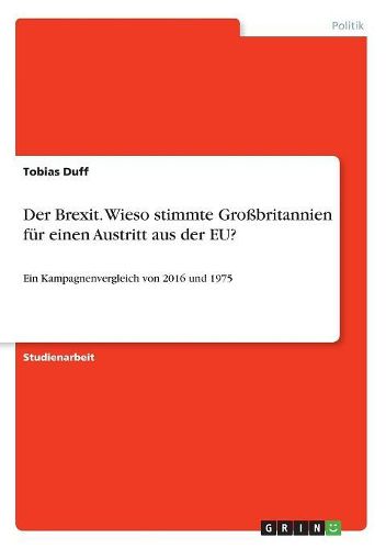 Cover image for Der Brexit. Wieso stimmte Grossbritannien fuer einen Austritt aus der EU?