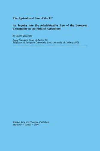 Cover image for Agricultural Law of the EC