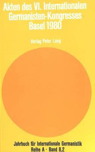 Cover image for Akten Des VI. Internationalen Germanisten-Kongresses. Basel 1980: Teil 2