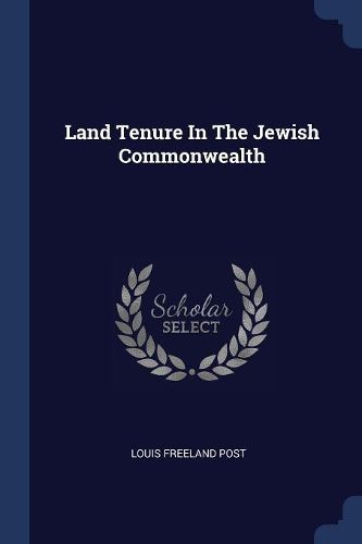 Cover image for Land Tenure in the Jewish Commonwealth