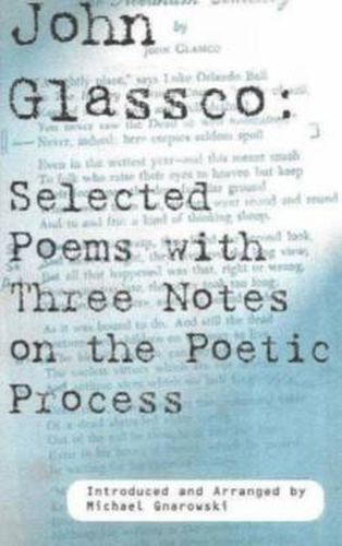 John Glassco: Selected Poems with Three Notes