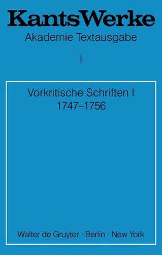 Cover image for Vorkritische Schriften I 1747-1756
