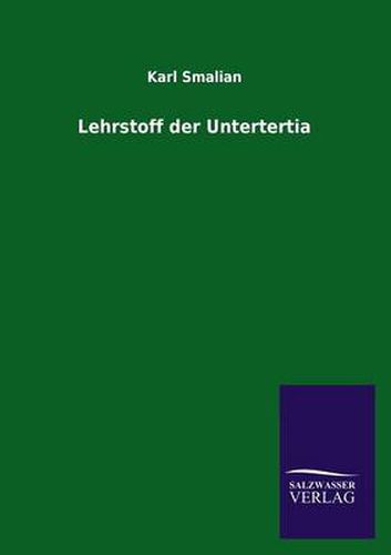 Cover image for Lehrstoff der Untertertia