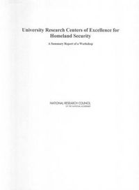 Cover image for University Research Centers of Excellence for Homeland Security: A Summary Report of a Workshop