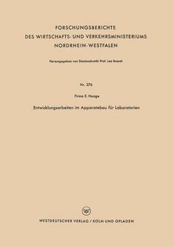 Cover image for Entwicklungsarbeiten Im Apparatebau Fur Laboratorien