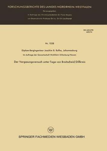 Cover image for Der Vergasungsversuch Unter Tage Von Breitscheid/Dillkreis