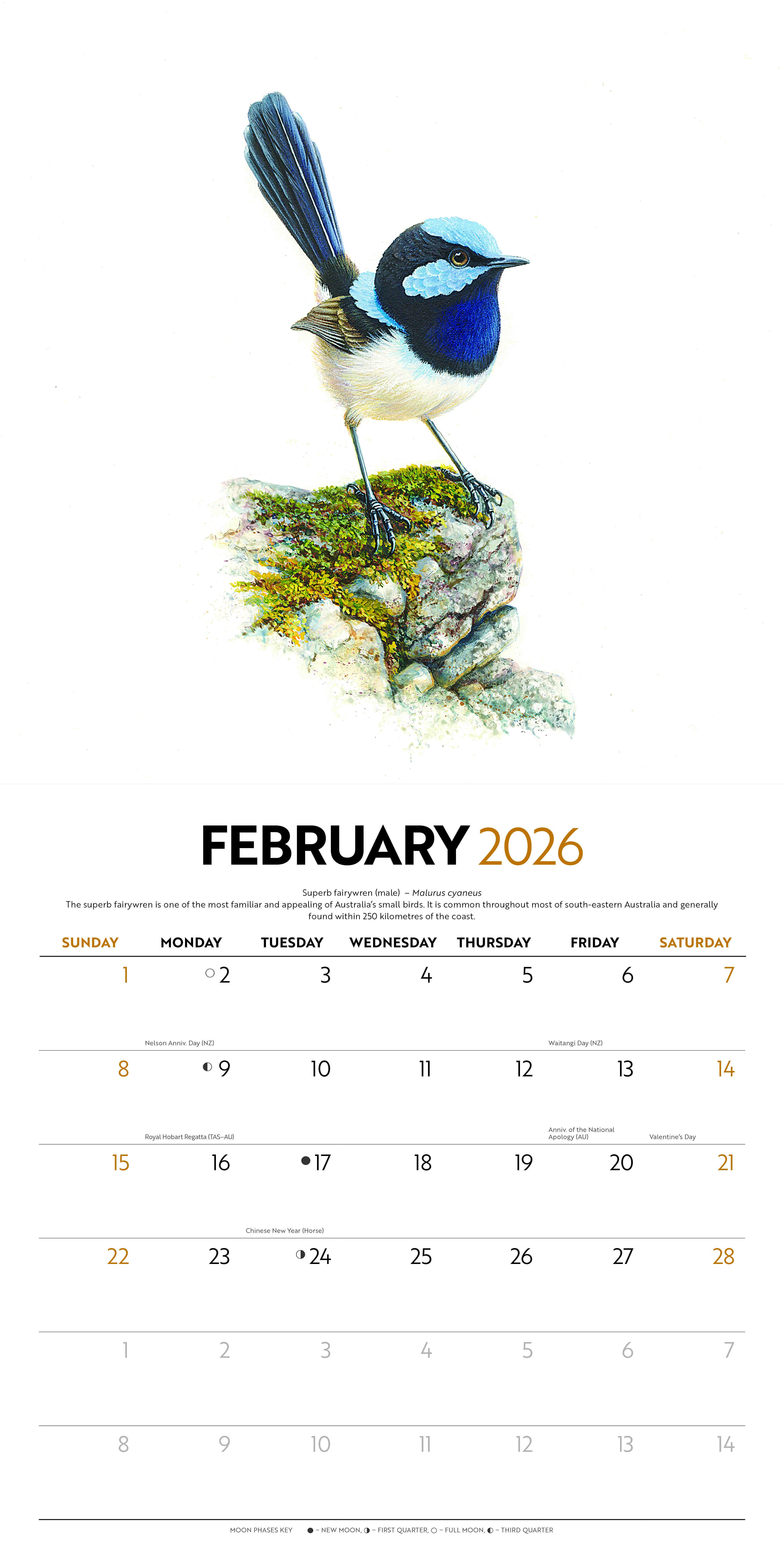 Birds of Australia 2026 Wall Calendar
