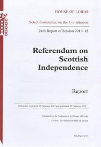 Cover image for Referendum on Scottish independence: 24th report of session 2010-12, report