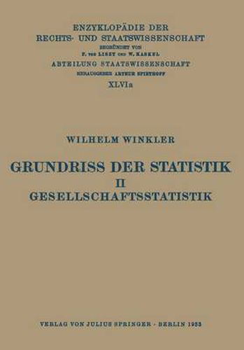 Cover image for Grundriss Der Statistik. II. Gesellschaftsstatistik