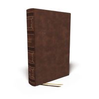 Cover image for NKJV, Single-Column Wide-Margin Reference Bible, Leathersoft, Brown, Red Letter, Thumb Indexed, Comfort Print: Holy Bible, New King James Version