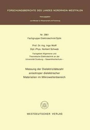 Cover image for Messung Der Dielektrizitatszahl Anisotroper Dielektrischer Materialien Im Mikrowellenbereich