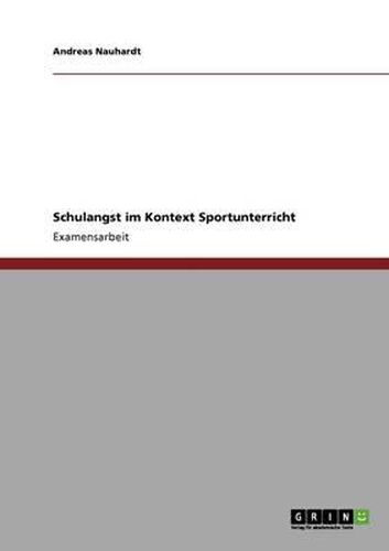 Cover image for Schulangst Im Kontext Sportunterricht