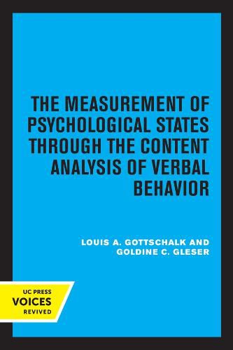 Cover image for The Measurement of Psychological States Through the Content Analysis of Verbal Behavior