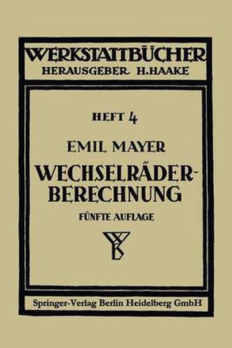 Cover image for Wechselraderberechnung Fur Drehbanke Unter Berucksichtigung Der Schwierigen Steigungen