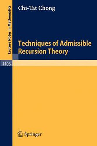 Cover image for Techniques of Admissible Recursion Theory