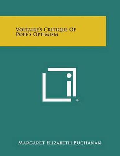 Cover image for Voltaire's Critique of Pope's Optimism