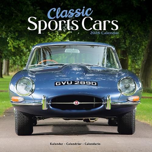 Cover image for Classic Sports Cars Calendar 2026 Square Car Wall Calendar - 16 Month