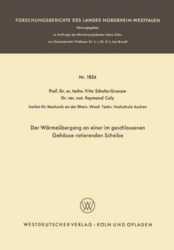 Cover image for Der Warmeubergang an Einer Im Geschlossenen Gehause Rotierenden Scheibe