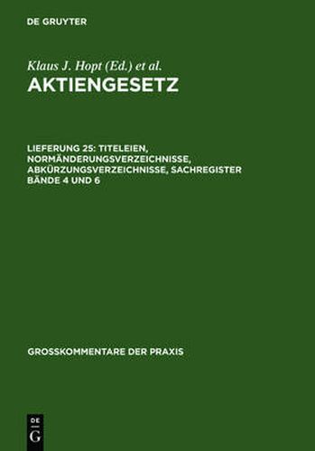 Cover image for Titeleien, Normanderungsverzeichnisse, Abkurzungsverzeichnisse, Sachregister Bande 4 Und 6