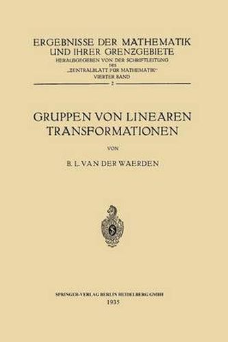 Cover image for Gruppen Von Linearen Transformationen