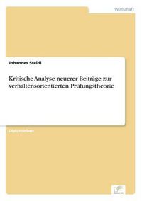 Cover image for Kritische Analyse neuerer Beitrage zur verhaltensorientierten Prufungstheorie