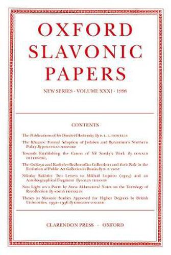 Cover image for Oxford Slavonic Papers: Volume XXXI (1998)