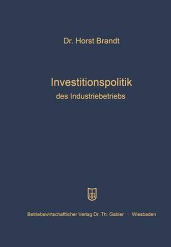 Cover image for Investitionspolitik Des Industriebetriebs