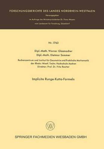 Cover image for Implizite Runge-Kutta-Formeln