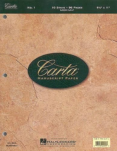 Cover image for Carta Manuscript Paper No. 1 - Basic: Loose Leaf, 8-1/2 x 11, 96 Pages, 10 Stave, 3-Hole Punched.