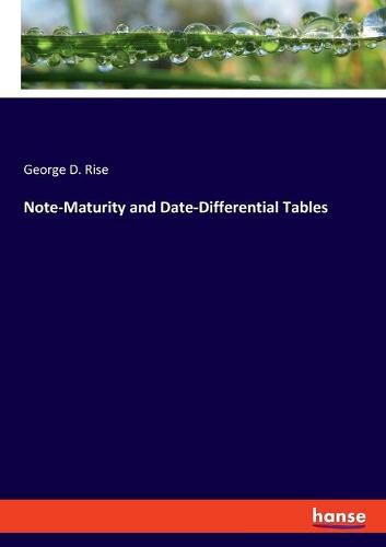 Cover image for Note-Maturity and Date-Differential Tables