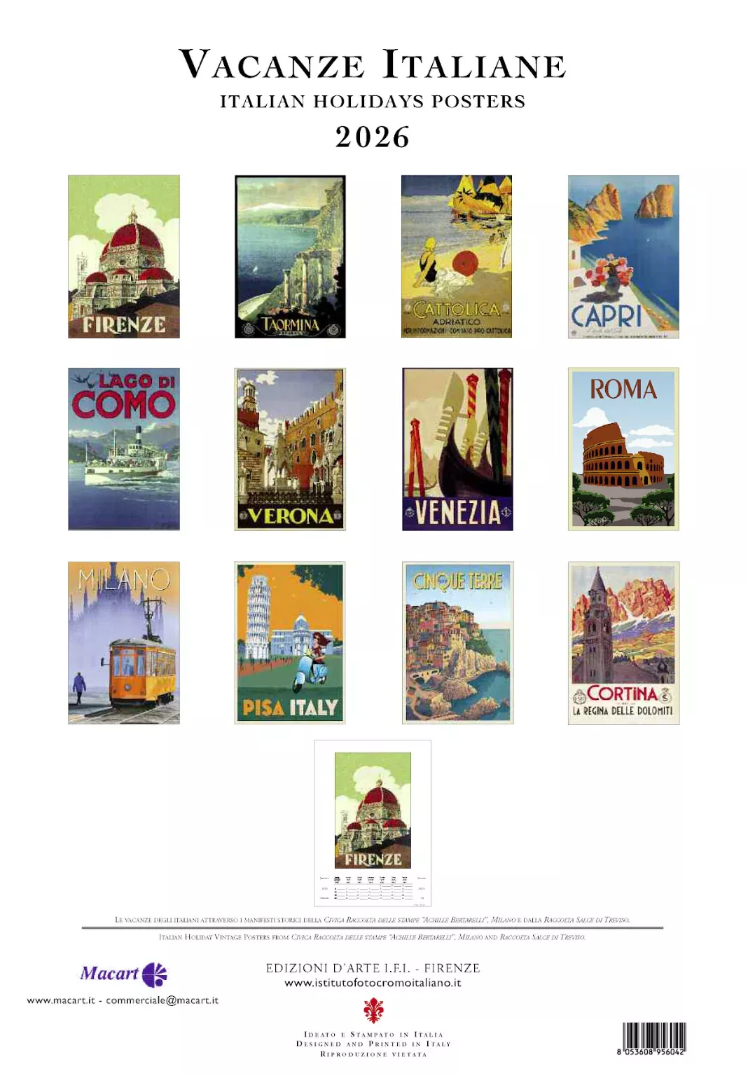 2026 Vacanze Italiane Large Art Calendar 35x50cm (CG2609)
