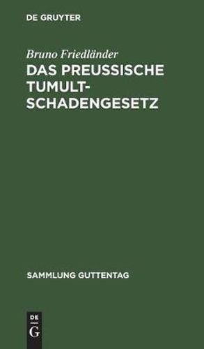 Cover image for Das preussische Tumultschadengesetz