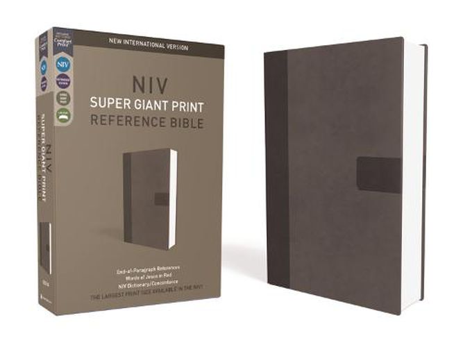 Cover image for NIV, Super Giant Print Reference Bible, Leathersoft, Gray, Red Letter, Comfort Print